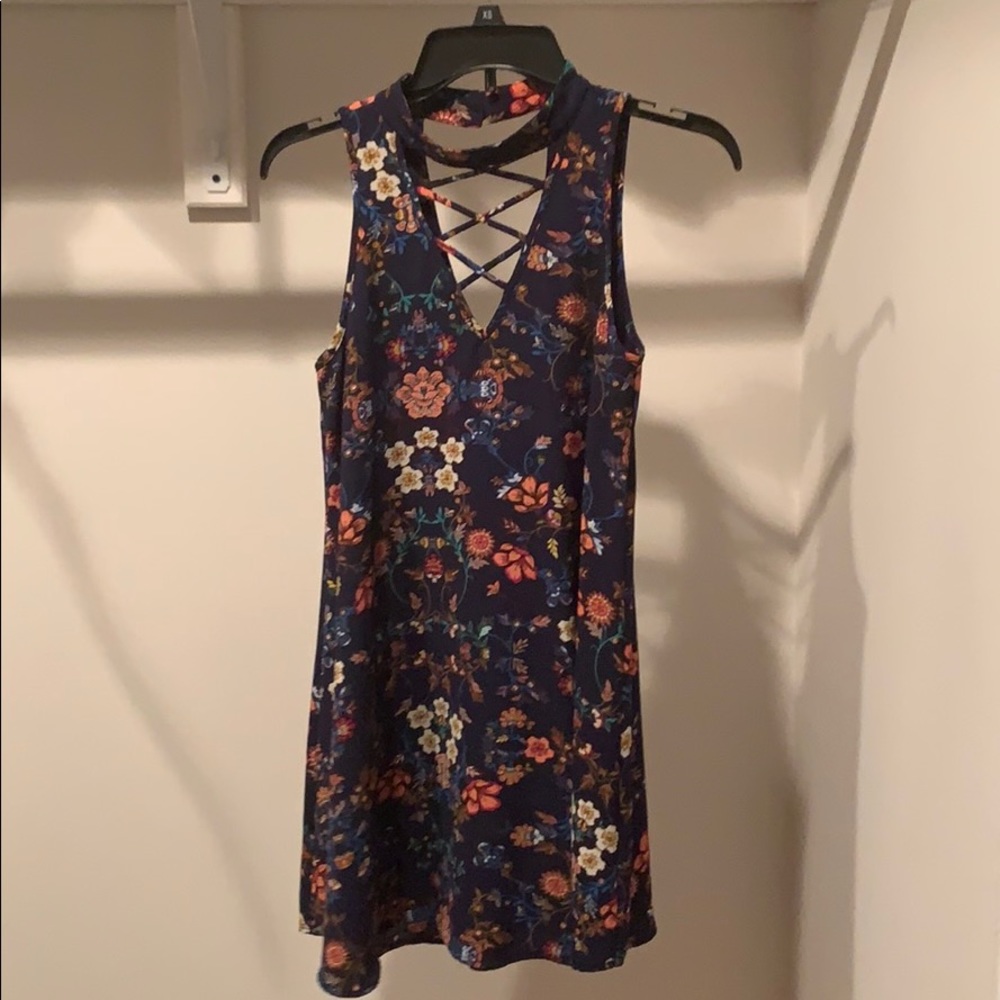 Mid length loose blue floral dress
